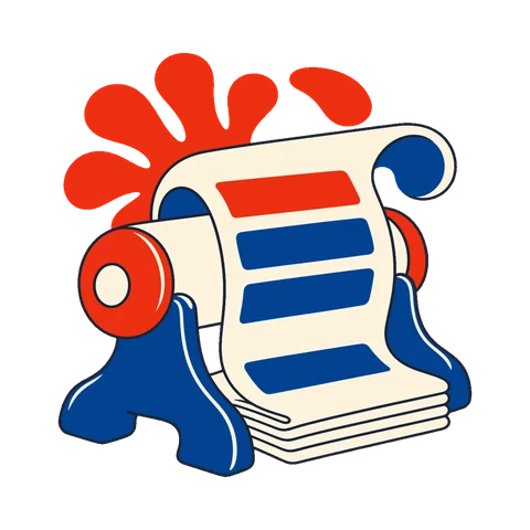 Illustration of a printer feeding out tomorrow's sheet.